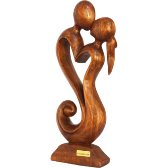 12-inch hand-carved wooden sculpture statue, 'Eternal Love' theme, ideal Valentine's Day gift and art decorative accent