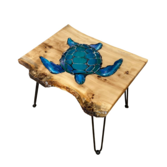 Custom Epoxy Resin Table with Turtle, Blue Sea Turtle Ocean Art Table, Home Decor, Handmade Painted Table, Turtles Resin Table, Unique Epoxy Table (20x30 inch, Only Tabletop)