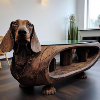 Dog-shaped Wooden Table