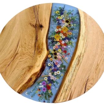 Flowers Table, Floral Art Resin, Flowers in River Resin, Flowers Resin Table, Epoxy River Art Resin, Custom Craft Table, Living Room Table, Resin Wood, Table Office (40 inch)