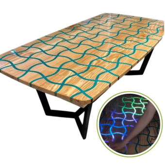 Glowing Table CNC is Made of Epoxy Resin, Led Rbg Resin Wooden Table, Epoxy Resin Countertop, Personalized Design Epoxy Table, Sensor Table, Magic Table, Epoxy Table (40x80 inch)