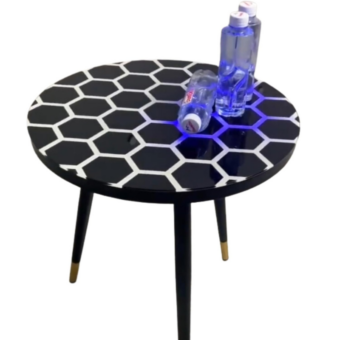 A mesmerizing Glowing Epoxy Resin Table with LED sensor RGB lights, featuring a sleek wooden base and a luminous epoxy resin countertop. Perfect for home décor, living rooms, offices, and modern interiors. (60 inch)