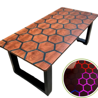 Glowing Table is Made of Epoxy Resin, Sensor Table Led Rbg Resin Wooden, Epoxy Resin Countertop, Personalized Design Epoxy Table, Magic Table, Epoxy Table (24x54 inch)