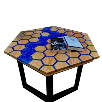 Glowing Table is Made of Epoxy Resin Hexagon, Sensor Table Led Rbg Resin Wooden, Epoxy Resin Countertop, Personalized Design Epoxy Table, Magic Table, Epoxy Table (50 inch)