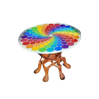 Multi Color Resin Coffee Table, Large Epoxy Resin Wood Table, Epoxy Resin Table, Table Round, Custom Order Epoxy Table, Multi Colour Resin Epoxy Table Table (20 inch)